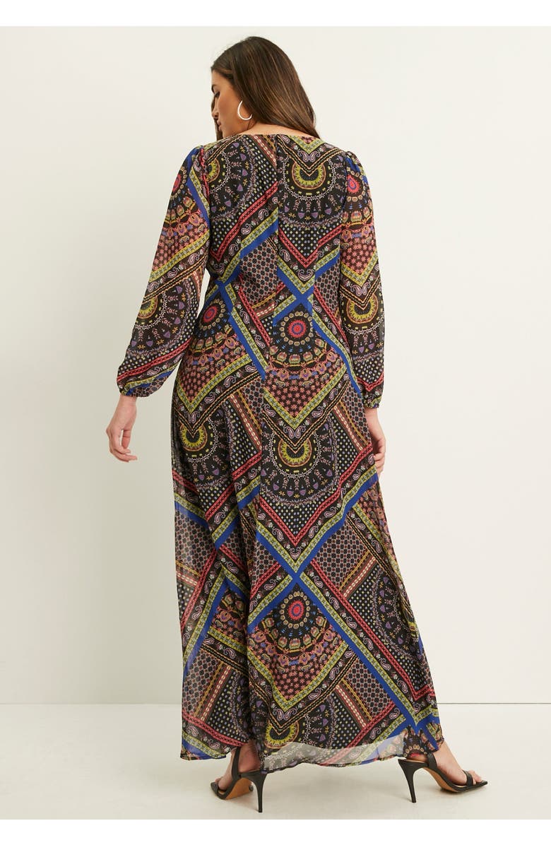 June + Vie Chiffon Maxi Dress, Alternate, color, Multi Bias Bandana