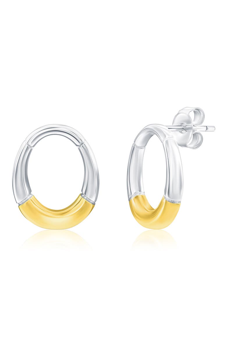 Two-Tone Oval Frontal Hoop Earrings, Main, color, GOLD/ SILVER