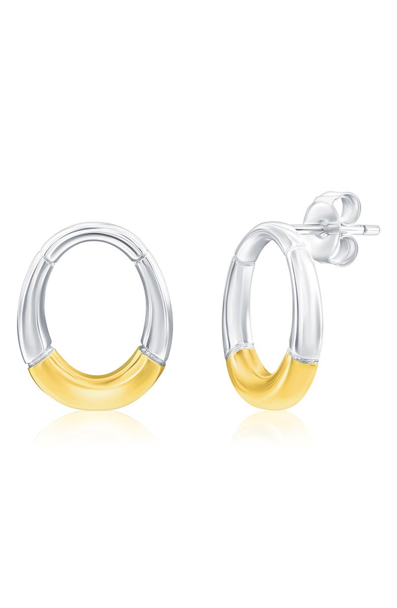 SIMONA Two-Tone Oval Frontal Hoop Earrings, Main, color, Gold/ Silver