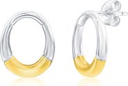 SIMONA Two-Tone Oval Frontal Hoop Earrings