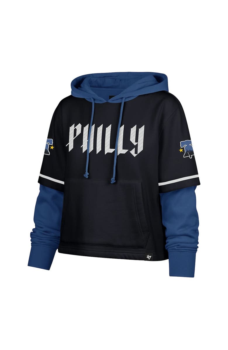 '47 Women's '47 Navy Philadelphia Phillies City Connect Shortstop Cropped Pullover Hoodie, Alternate, color, Navy