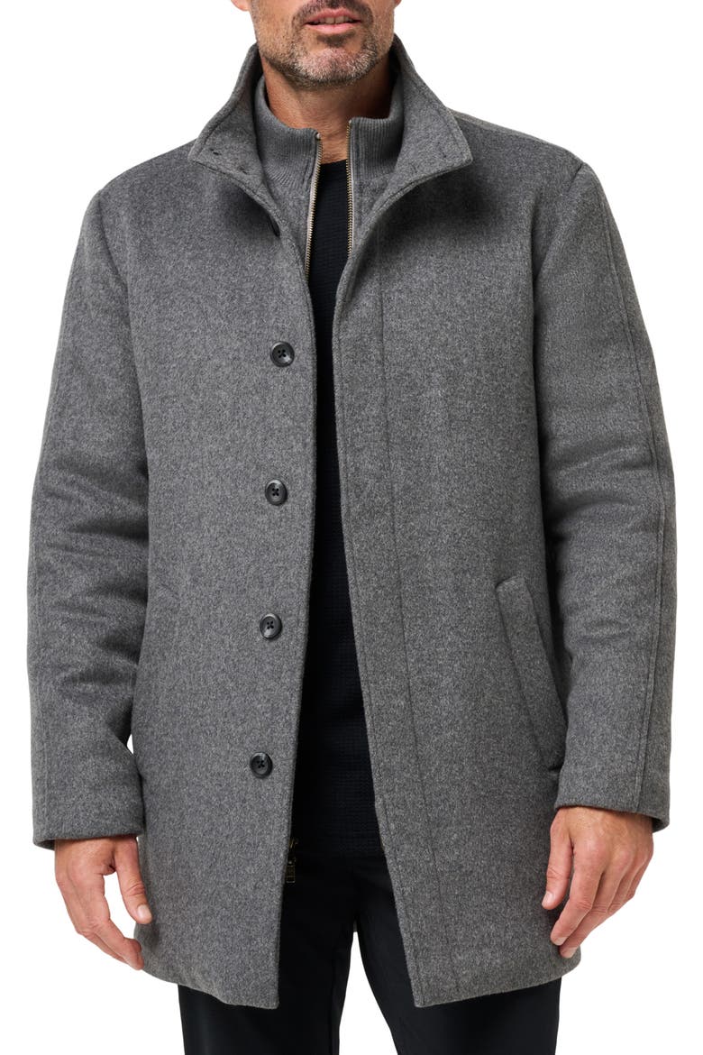 Brushed Wool Blend Coat, Main, color, HEATHER DARK GREY