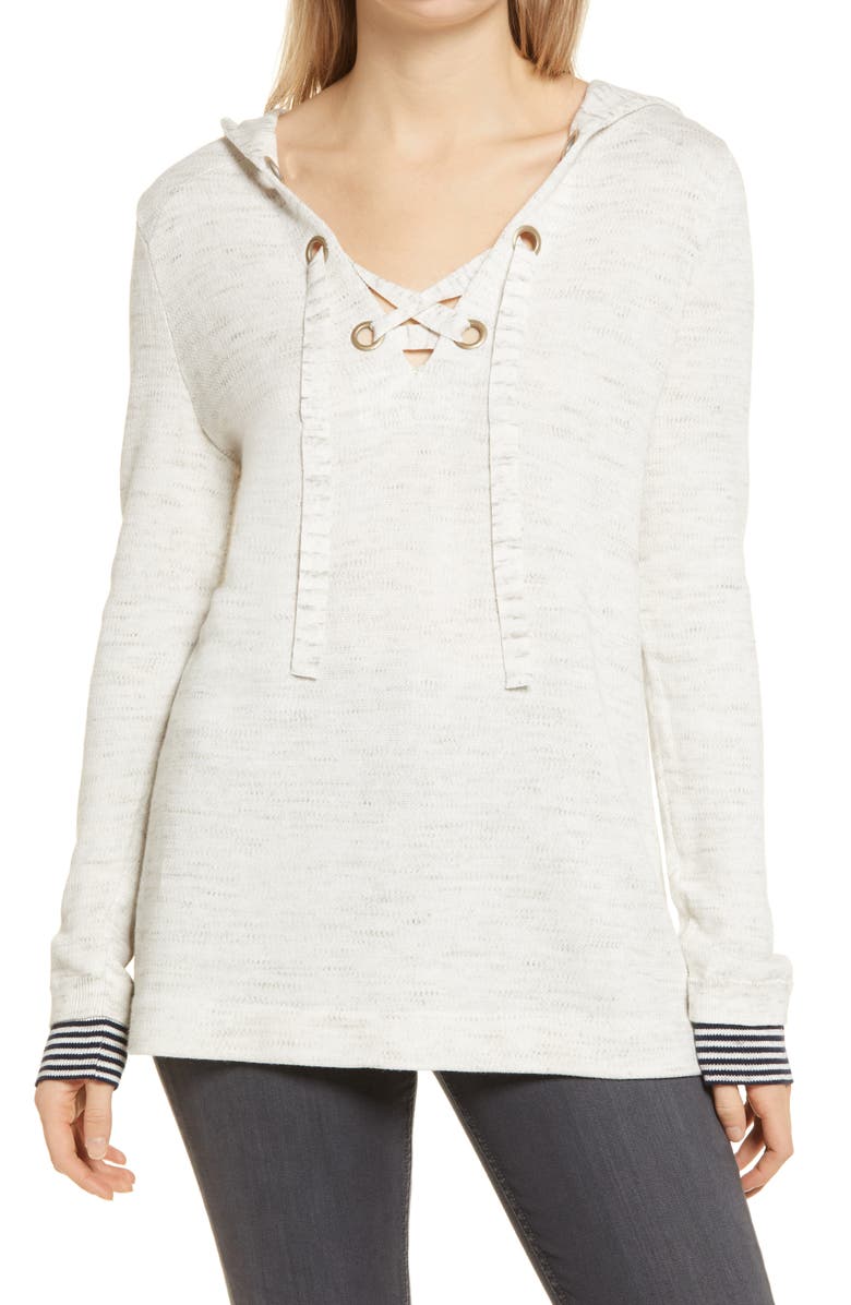 NIC+ZOE Lace-Up Hoodie, Main, color, 