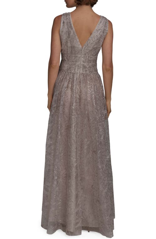 Donna Karan Sequin Embroidery Detail A-line Gown In Sisal