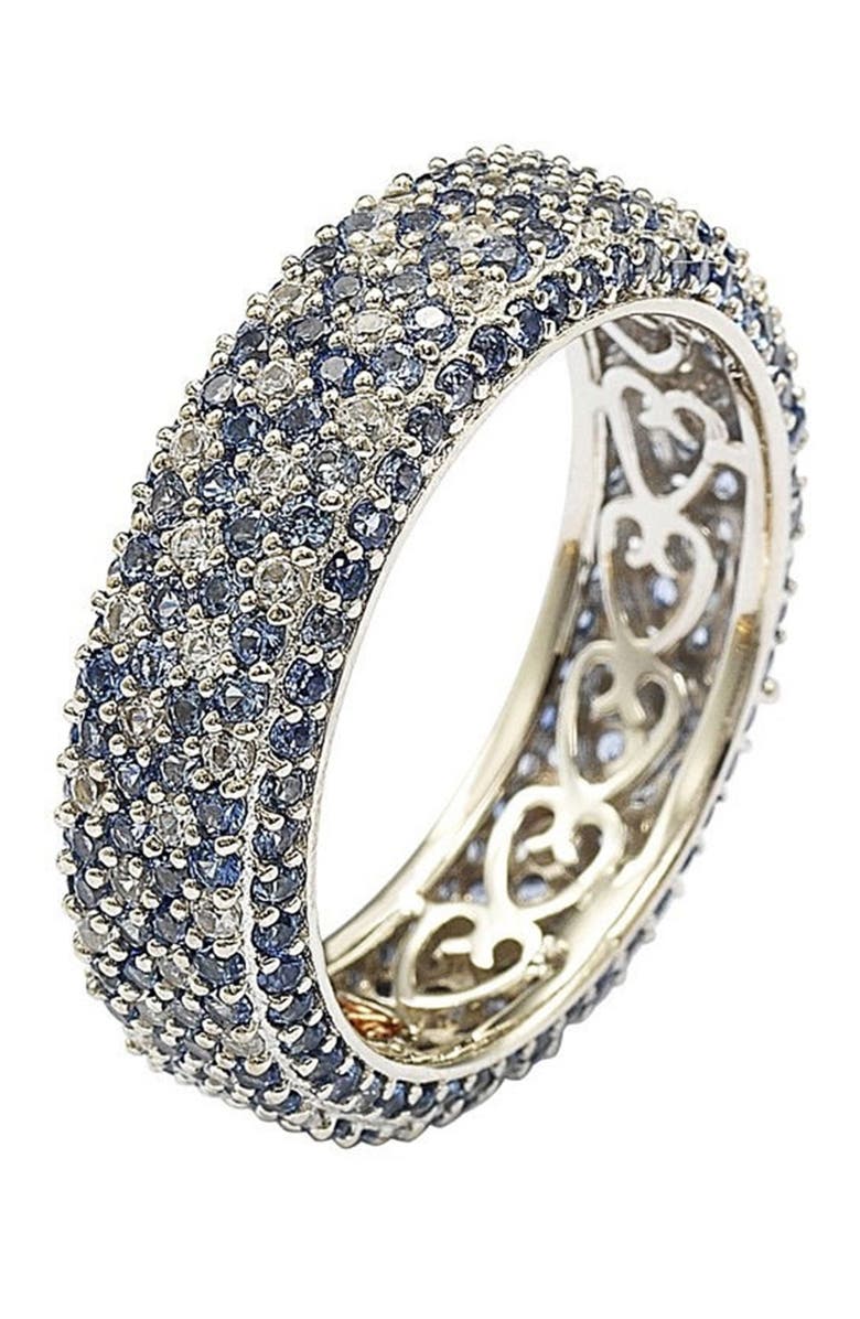 SUZY LEVIAN Sterling Silver Pavé Blue Sapphire & Created White Sapphire Ring, Alternate, color, 