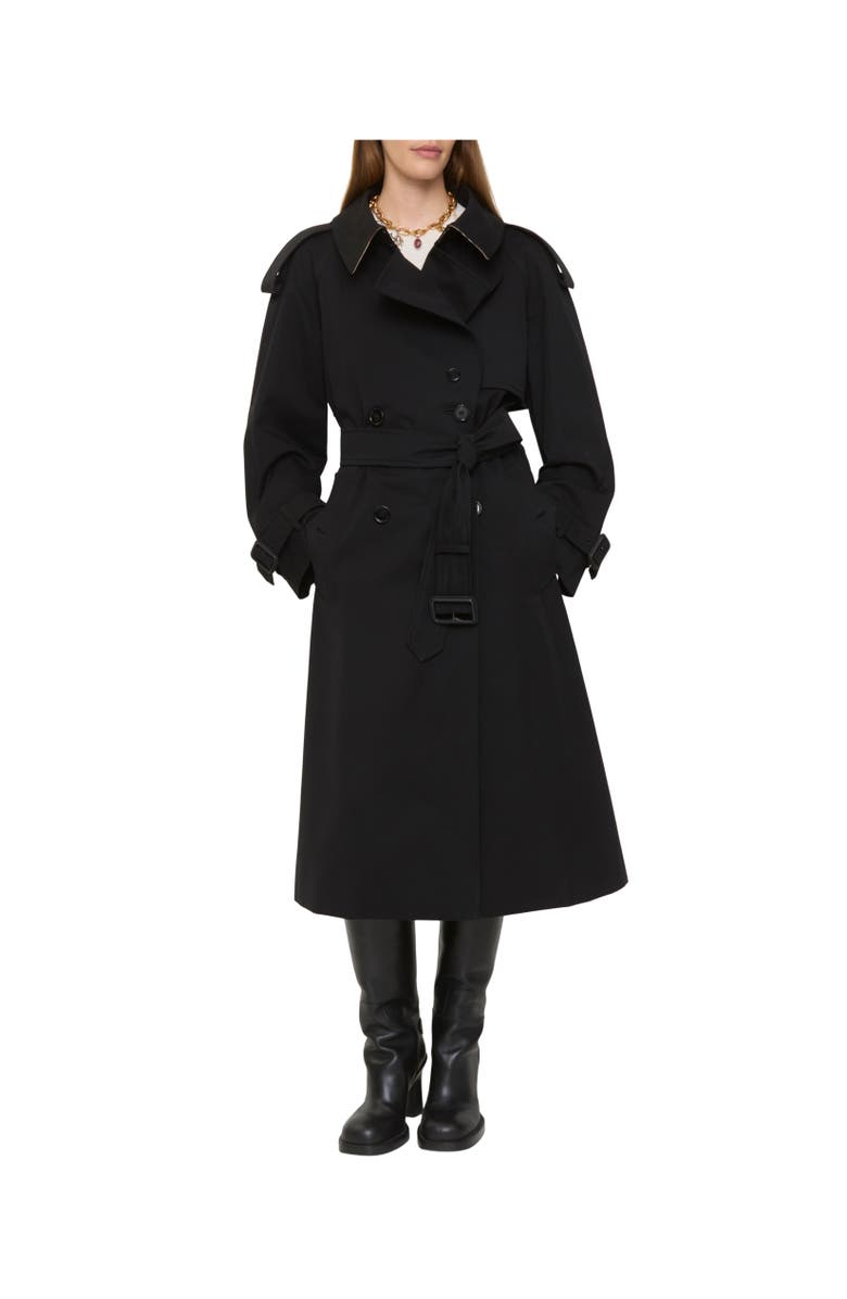 Burberry Long Gabardine Fitzrovia Trench Coat, Alternate, color, Black
