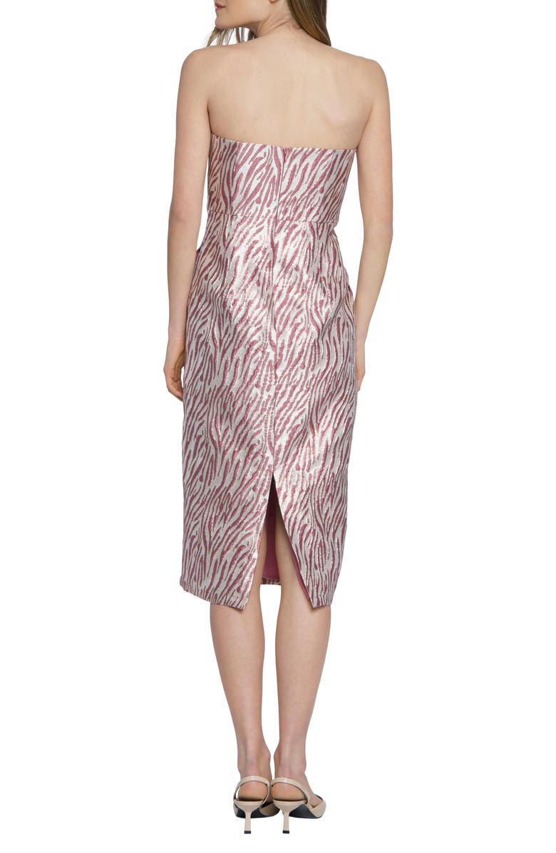 Donna Morgan Zebra Stripe Strapless Jacquard Midi Dress, Alternate, color,