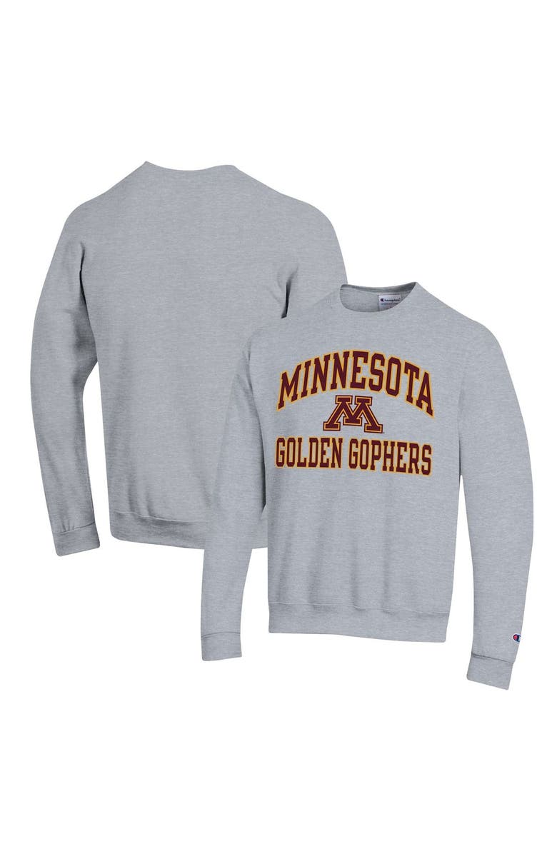 Champion Men's Champion Heather Gray Minnesota Golden Gophers High Motor Pullover Sweatshirt, Main, color,
