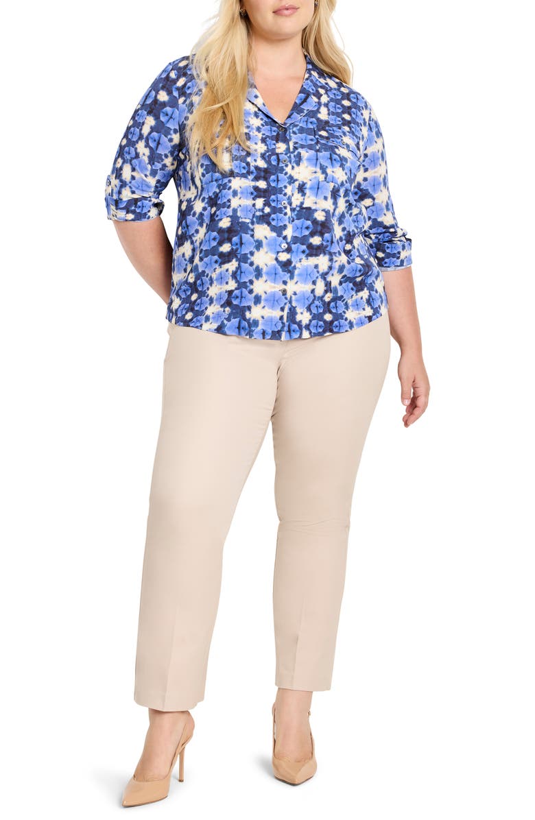 NIC+ZOE Shibori Stone Button-Up Shirt, Alternate, color, Blue Multi