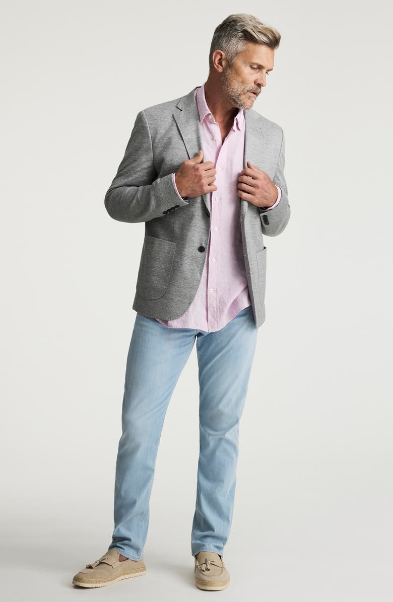 34 Heritage Matteo Slim Fit Grey Mélange Cotton & Linen Piqué Sport Coat, Alternate, color, Gray