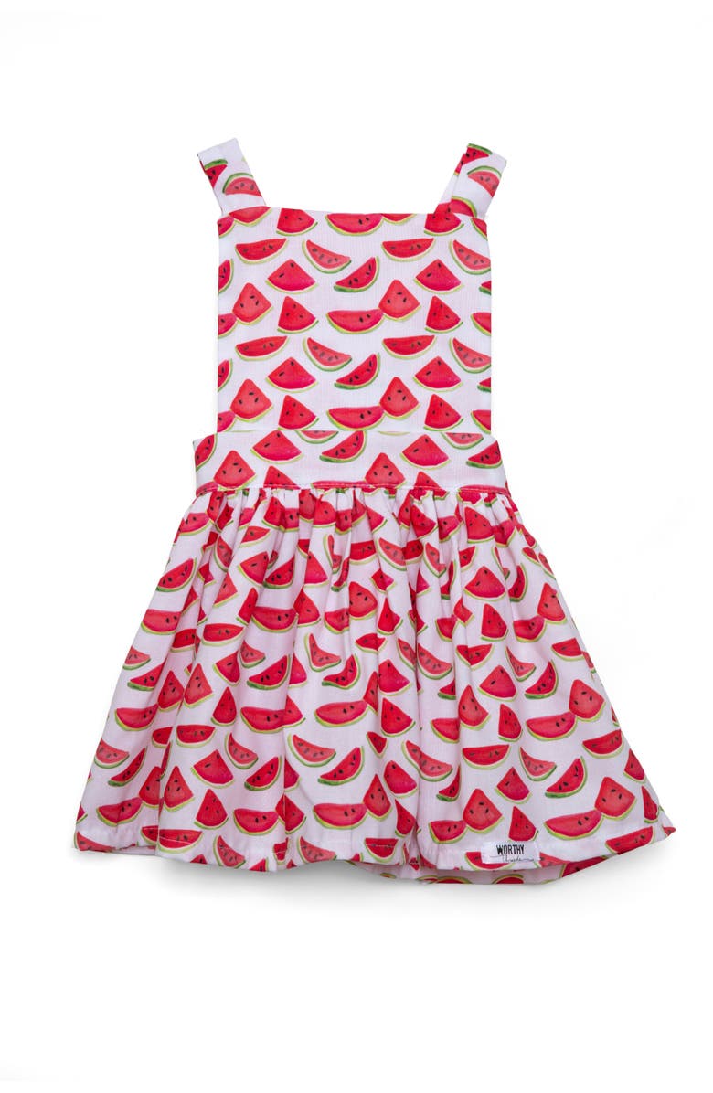 WORTHY THREADS Girls Pinafore Dress, Main, color, Watermelons