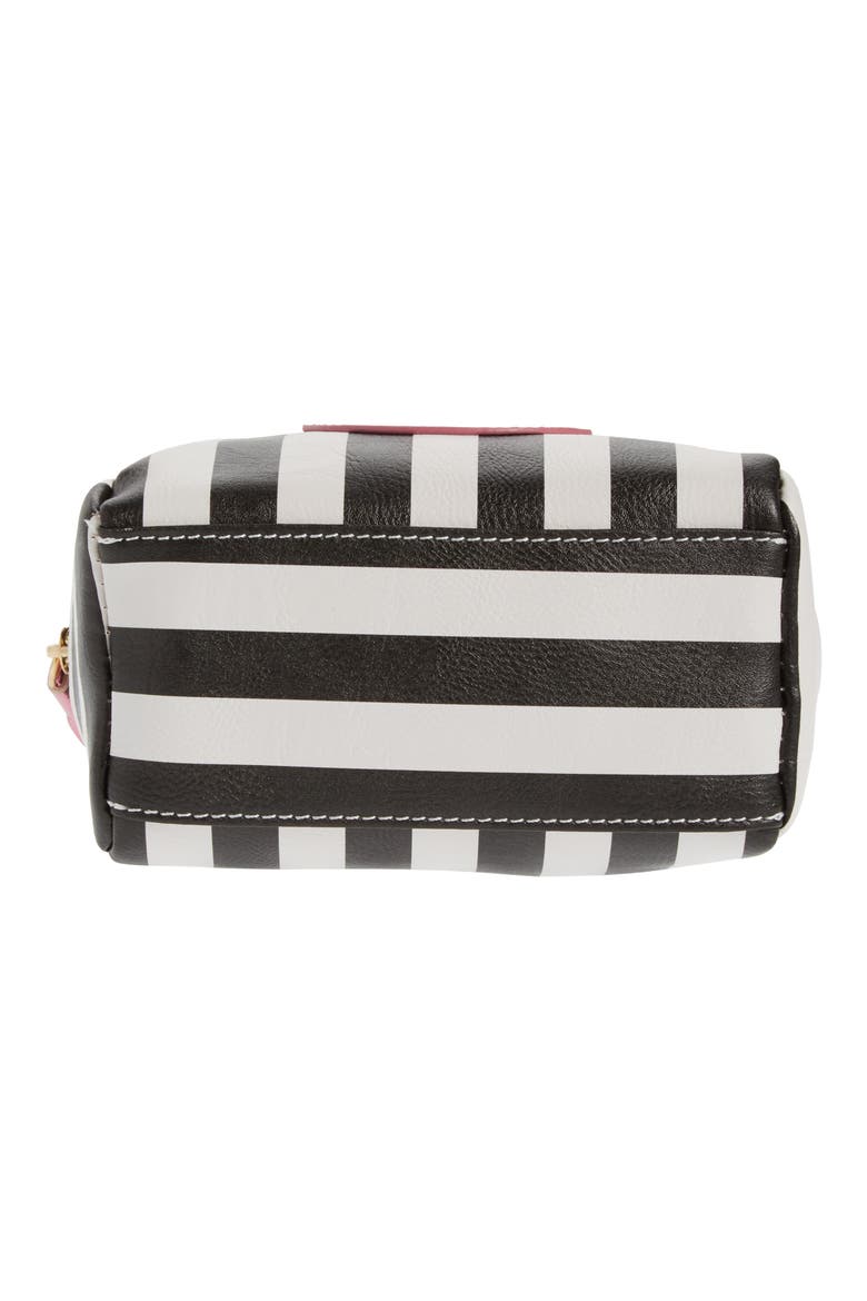 OMG Metallic Lip Stripe Cosmetics Bag, Alternate, color, BLACK/ WHITE