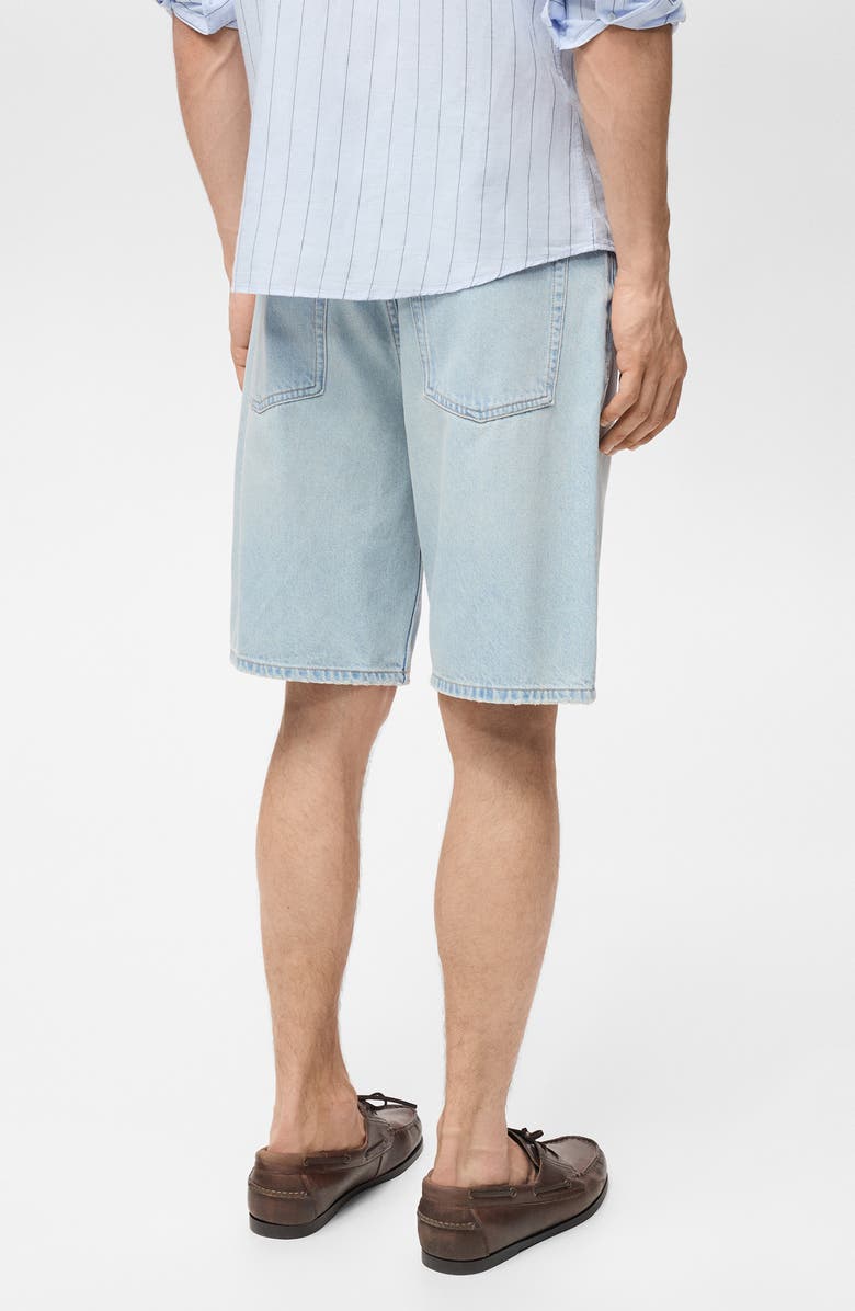 MANGO Oversize Denim Bermuda Shorts, Alternate, color, Light Blue