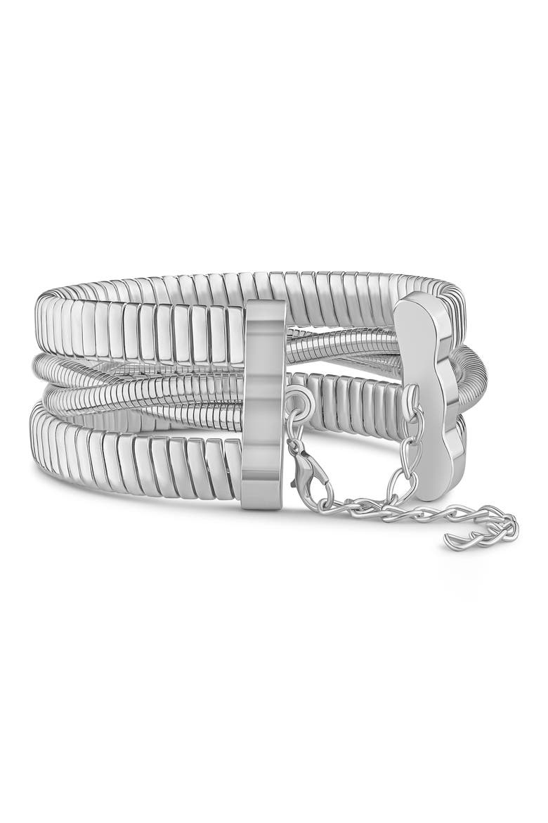 Flexible Coiled Cuff Bracelet (Nordstrom Exclusive), Alternate, color, SILVER