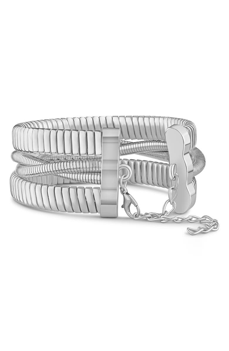 JARDIN Flexible Coiled Cuff Bracelet, Alternate, color, Silver