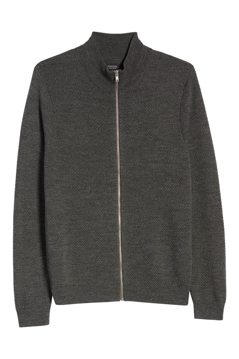 Mock Neck Zip Sweater, Alternate, color, GREY TORNADO HEATHER