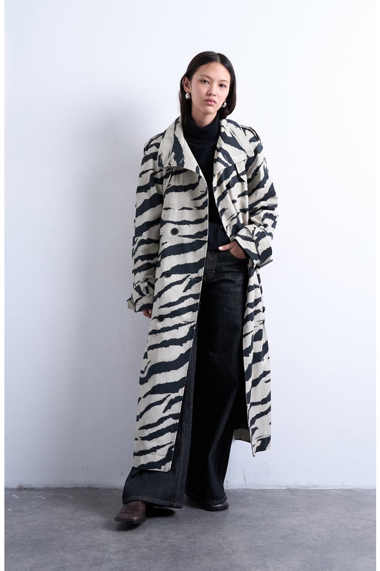 Stand Collar Trench Coat, Main, color, BLACK