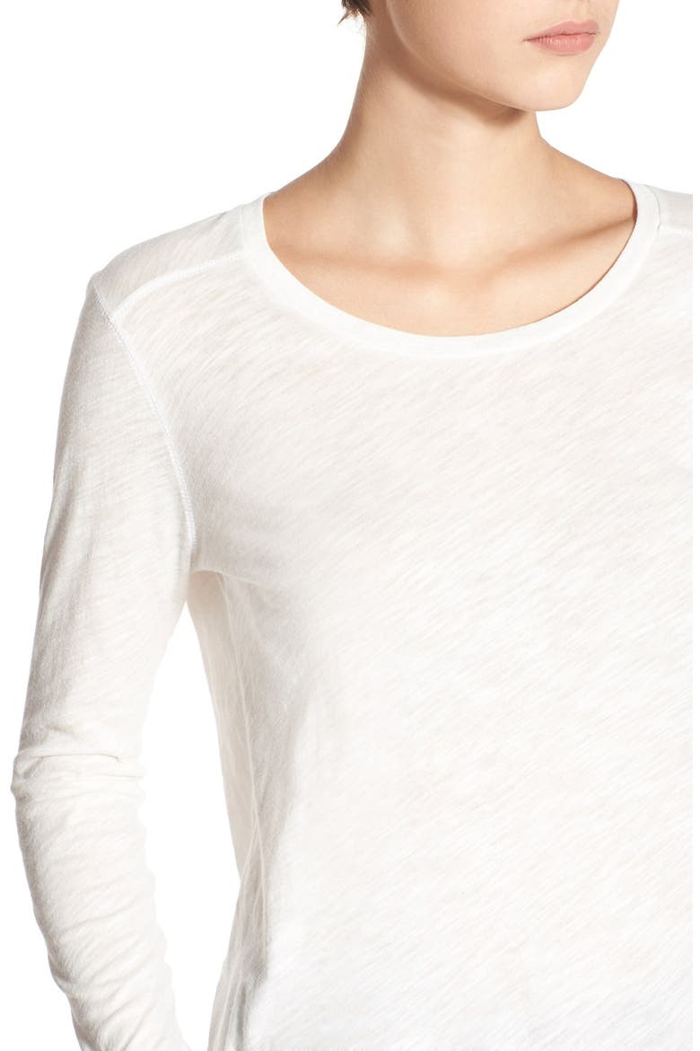 Whisper Cotton Long Sleeve Crewneck Tee, Alternate, color, BRIGHT IVORY