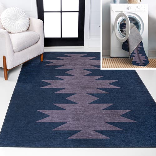 Jonathan Y Chayton Minimalist Geometric Machine-washable Area Rug In Blue