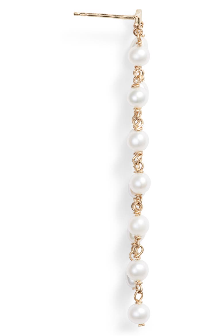 Duo Pearl Drop Earrings, Alternate, color, YELLOW GOLD/ PEARL