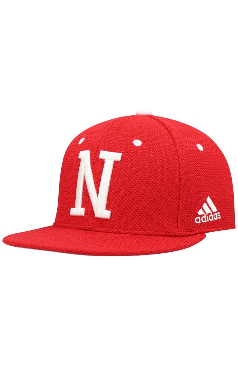 adidas Men's adidas Scarlet Nebraska Huskers On-Field Baseball Fitted Hat, Main, color,