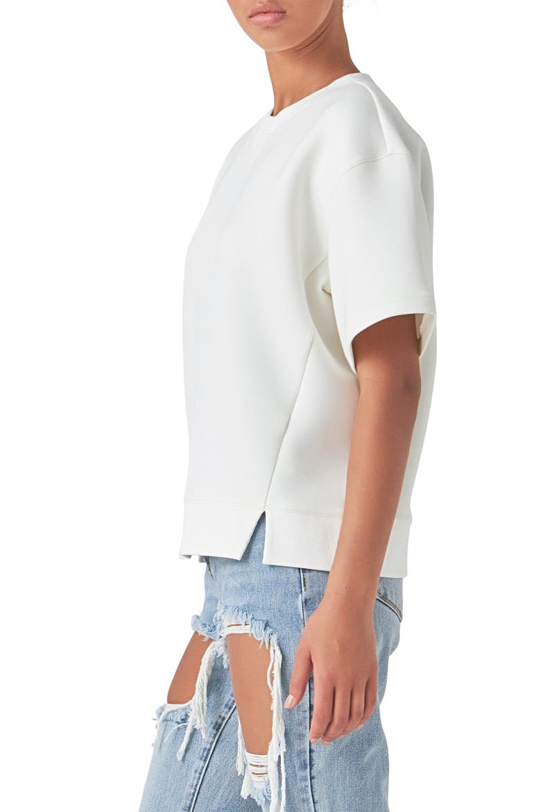 Scuba Knit Short Sleeve Sweatshirt, Alternate, color, OFF WHITE