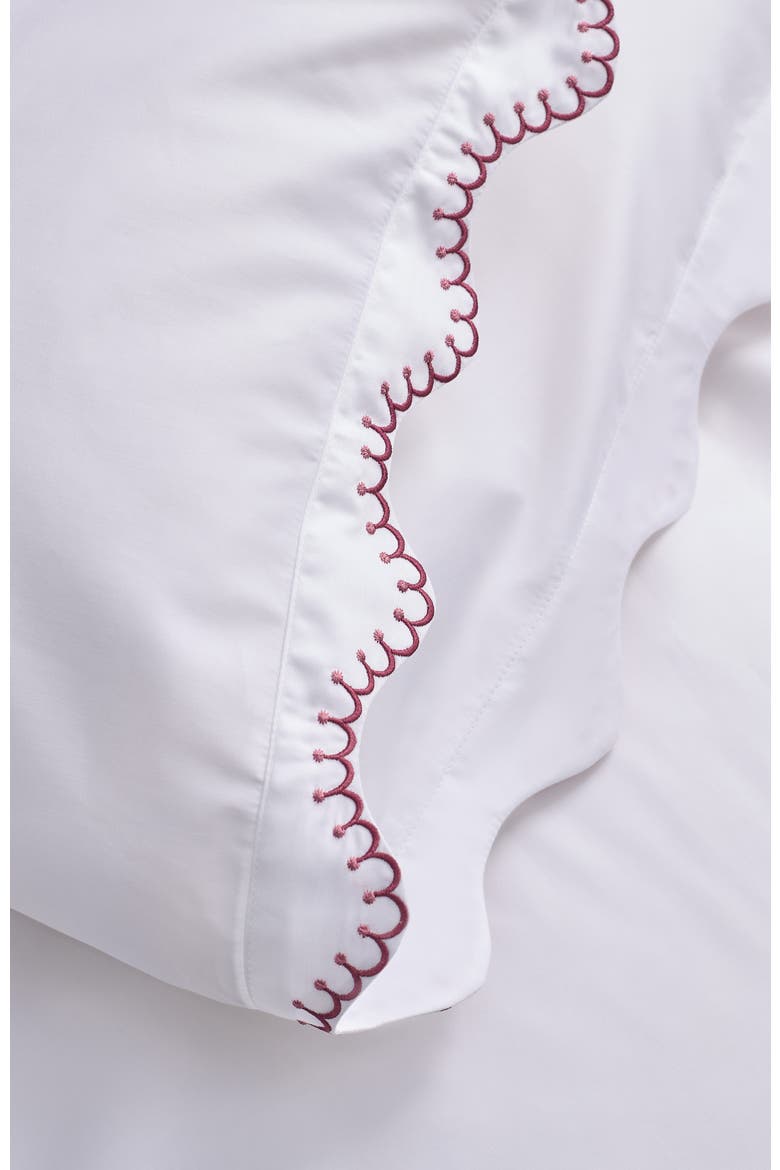 Lucerne Scallop Luxury Cotton Sateen Embroidered Pillowcase Pairs, Alternate, color, Raspberry