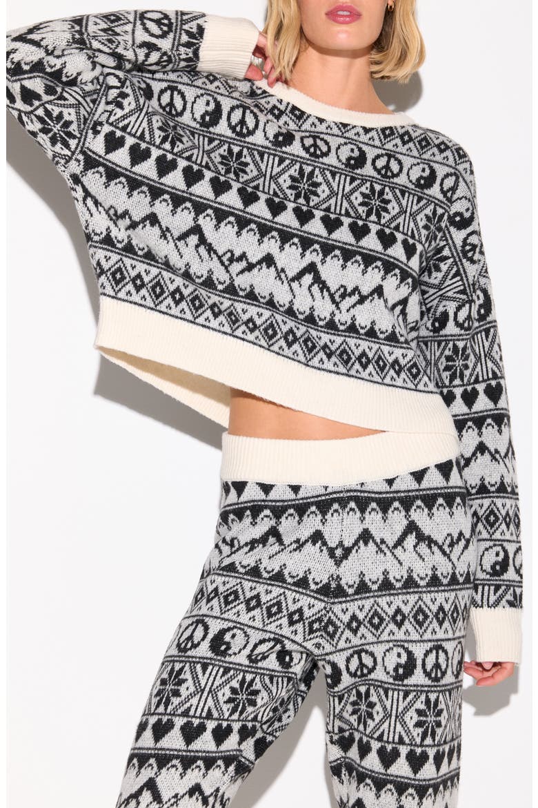 Fair Isle Diamond Crewneck Sweater, Alternate, color, WINTER WHITE