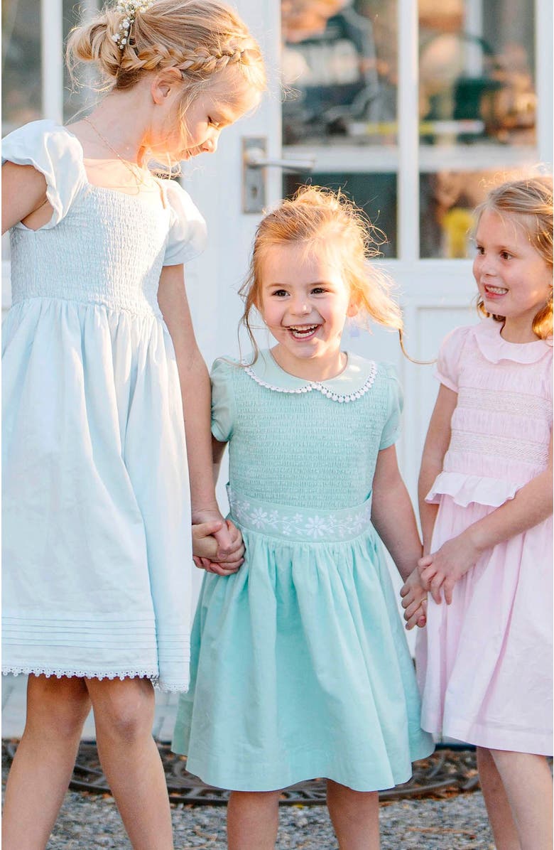 Hope & Henry Girls' Organic Puff Sleeve Smocked Party Dress, Kids, Alternate, color, 