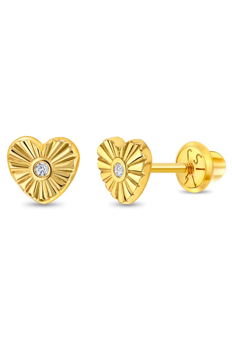 14k Heart Rays Earrings, Main, color, Gold