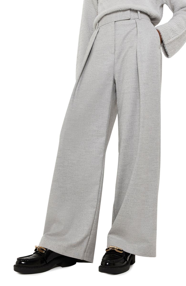 River Island Wide Leg Flannel Trousers, Alternate, color,