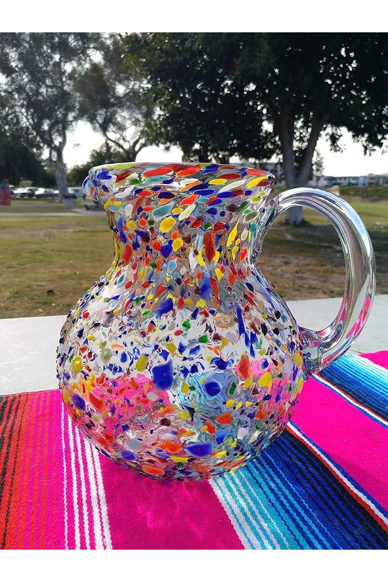 Confetti Rock Design Glass Pitcher - Juice, Margaritas, Water, Lemonade, Alternate, color, Confetti
