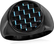 Metallo Men's Carbon Fiber Signet Ring