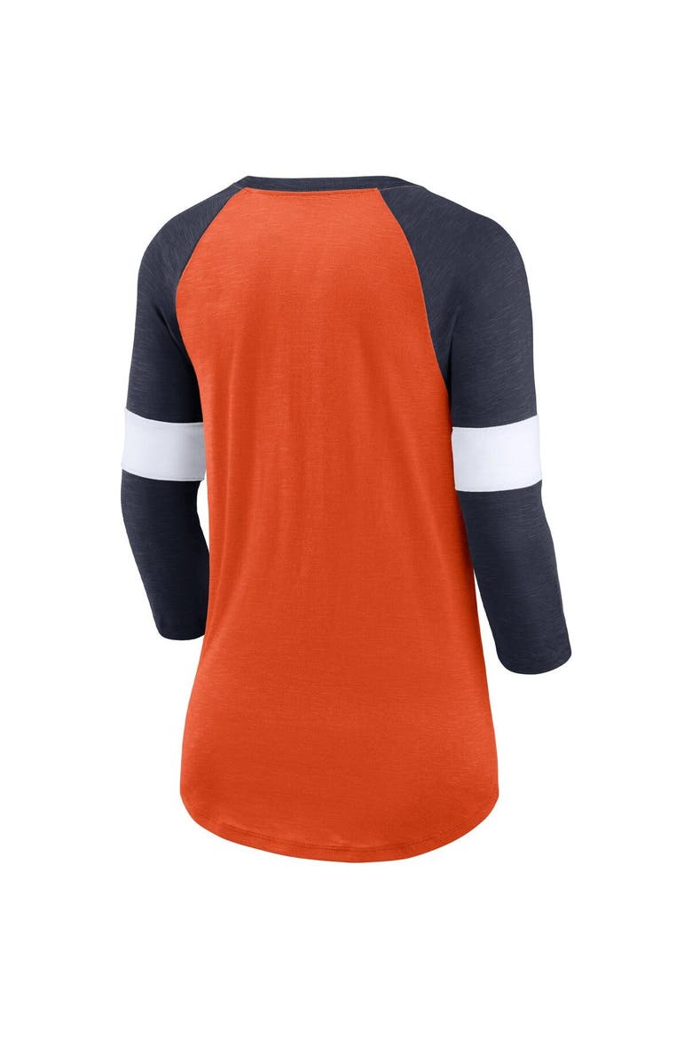 Women's Nike Chicago Bears Heather Orange/Heather Navy Football Pride Raglan 3/4-Sleeve T-Shirt, Alternate, color, Heather Orange