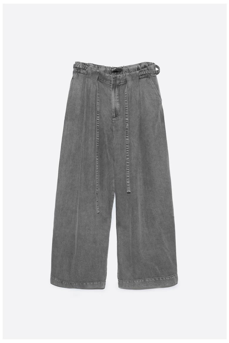 Wide Leg Fluid Denim Trousers, Alternate, color, WASHED GREY