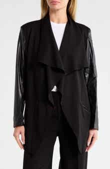 Faux Leather Sleeve Ponte Jacket