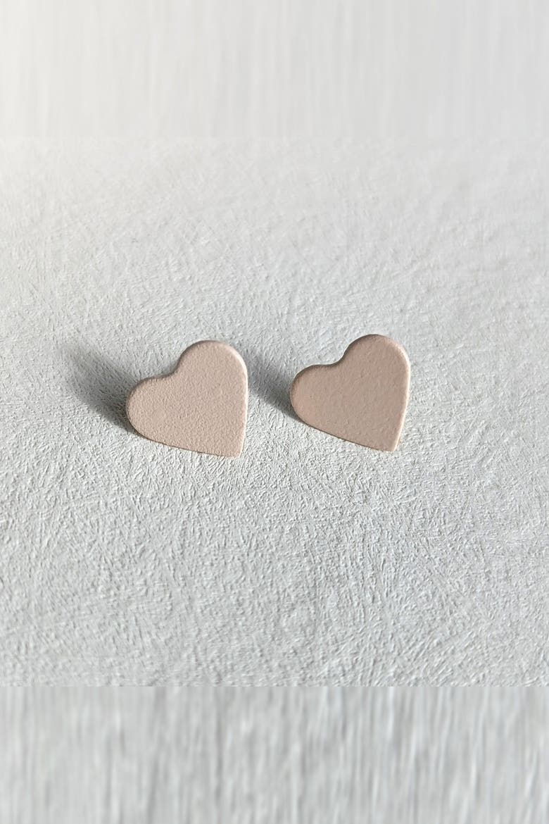 Heart Earrings, Main, color, Cream