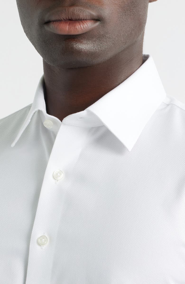 Nordstrom Trim Fit Premium Non-Iron Dress Shirt, Alternate, color, White Lavina Pattern