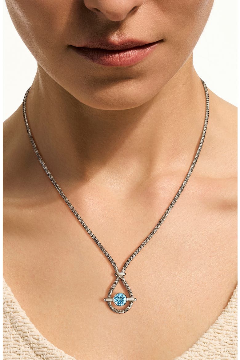 Icon Necklace, Sterling Silver, Swiss Blue Topaz, 2.5mm, Alternate, color, SILVER