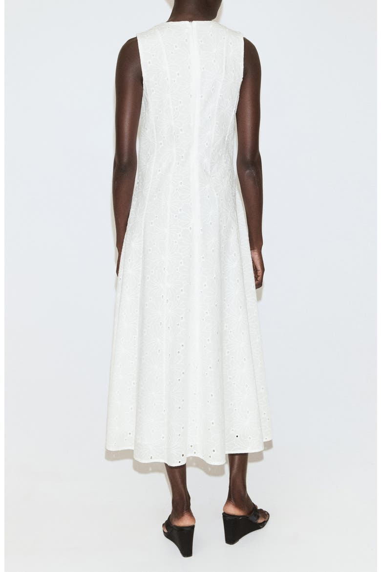 Eyelet Embroidered A-Line Midi Dress, Alternate, color, WHITE