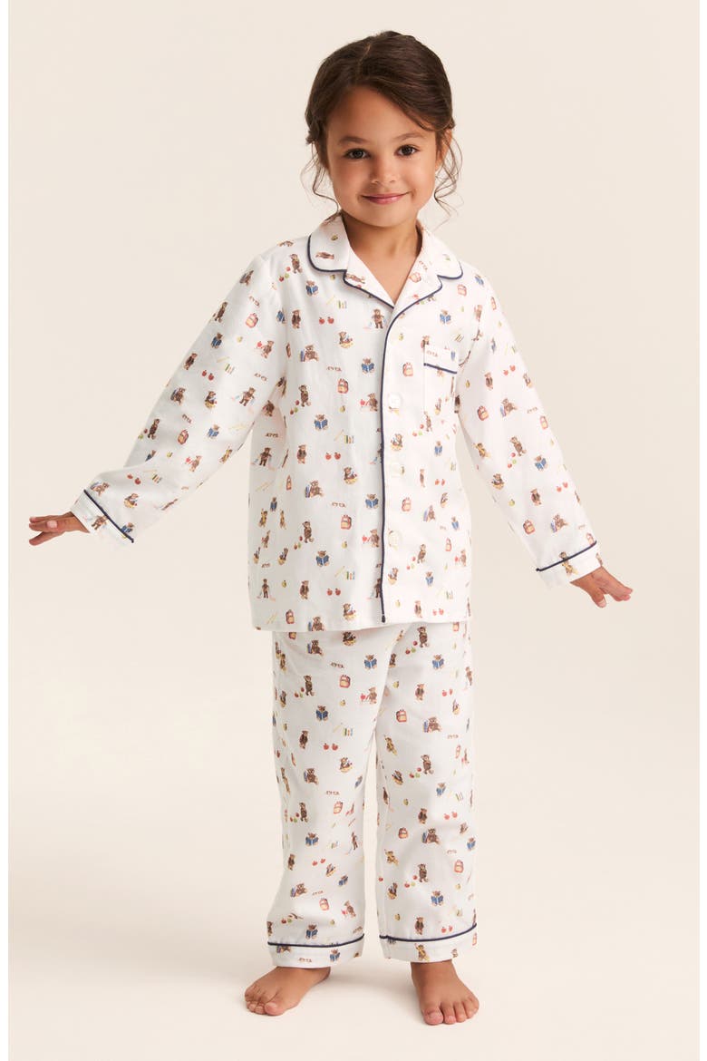 Contrast Piping Cotton Blend Pajamas, Alternate, color, MEDIUM BROWN