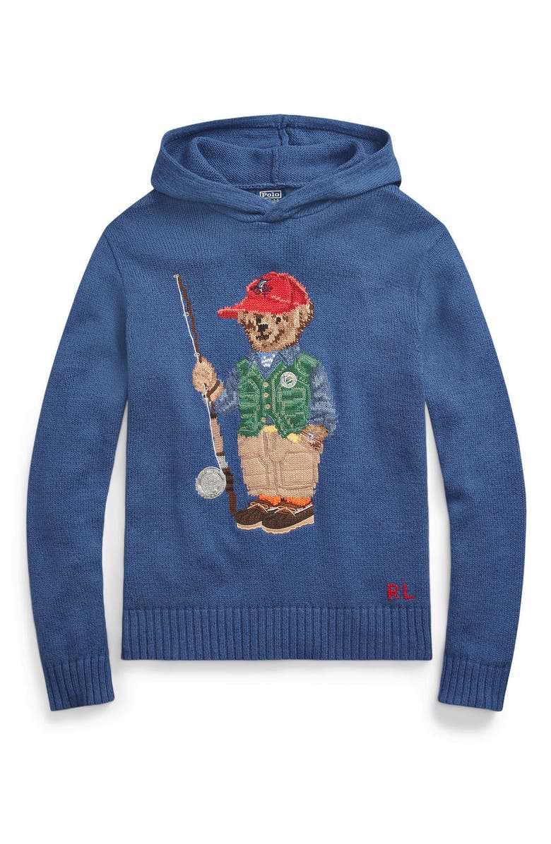 Polo Ralph Lauren Polo Bear Embroidered Hooded Sweater, Alternate, color, 