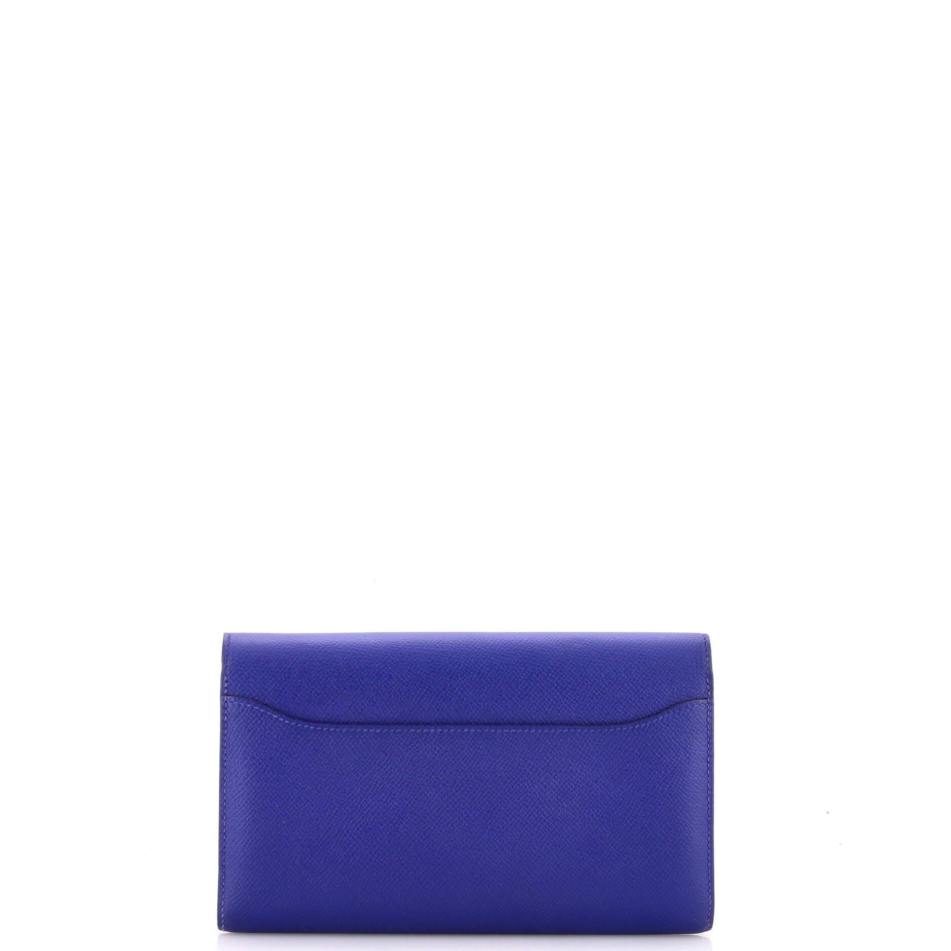 Pre-Owned Hermes Constance Wallet Epsom Long, Alternate, color, Bleu Electrique