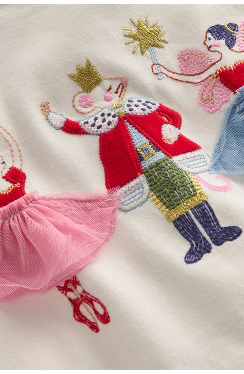 Mini Boden Kids' Embroidered Appliqué T-shirt In White