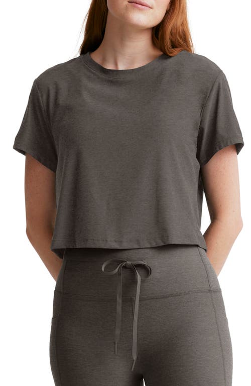 Beyond Yoga Featherweight Supreme Crop T-shirt In True Gray Heather