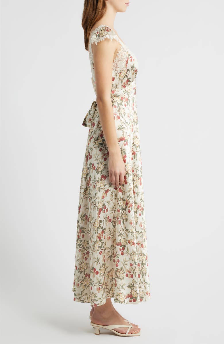 DÔEN Fiona Floral Silk Maxi Dress, Alternate, color, Cerise Et Fleur