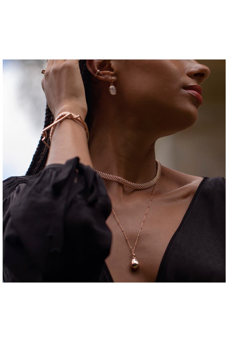 Siren Semiprecious Stone Drop Earrings, Alternate, color, ROSE GOLD/ ROSE QUARTZ