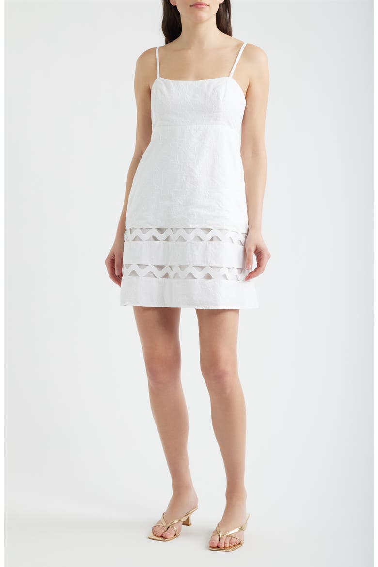 Haliey Tonal Embroidered Rickrack Inset Cotton Sundress, Main, color, RESORT WHITE SUN SHOWERS