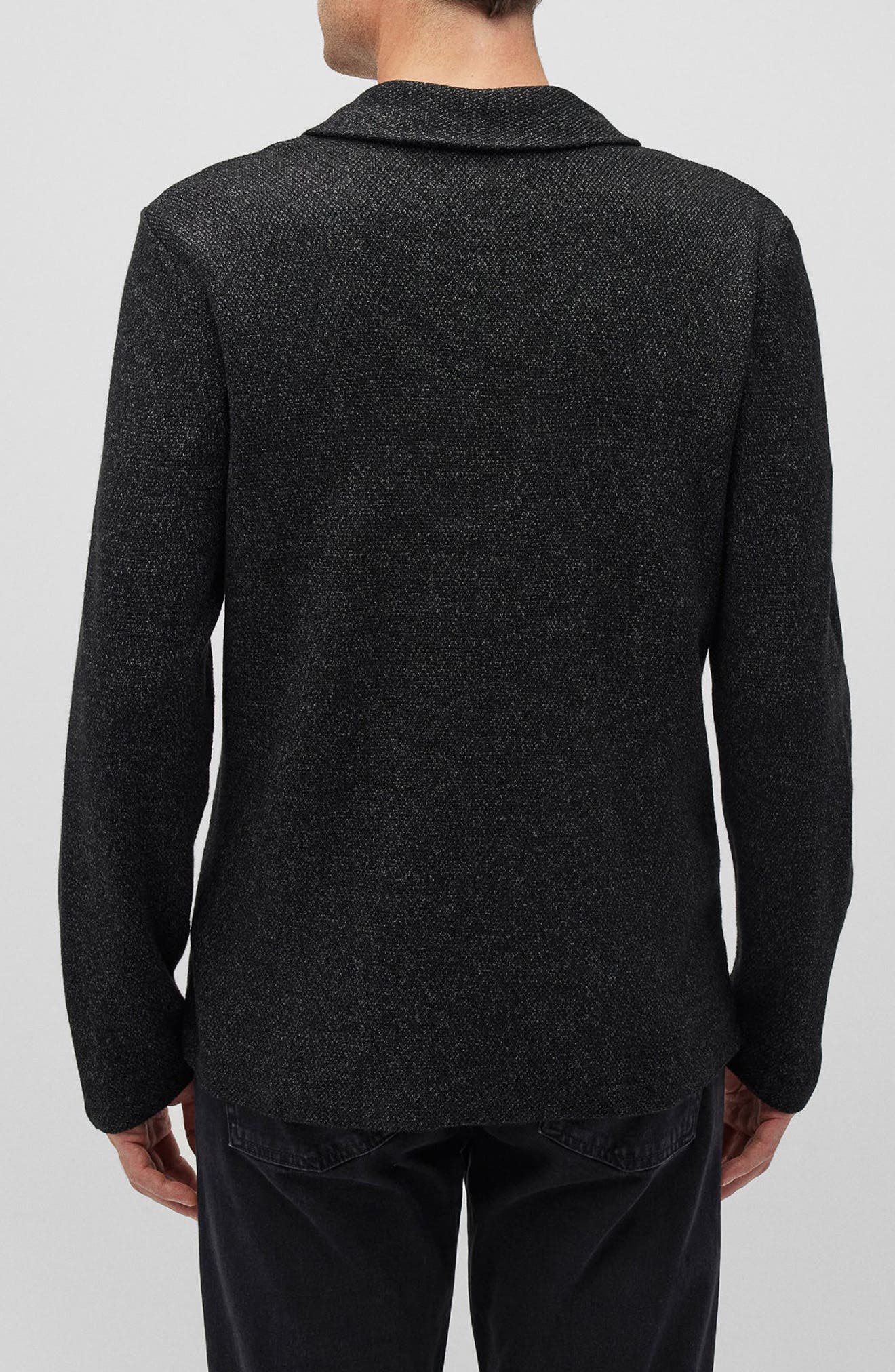 Black Melange Knit 3-Button Blazer - image 2