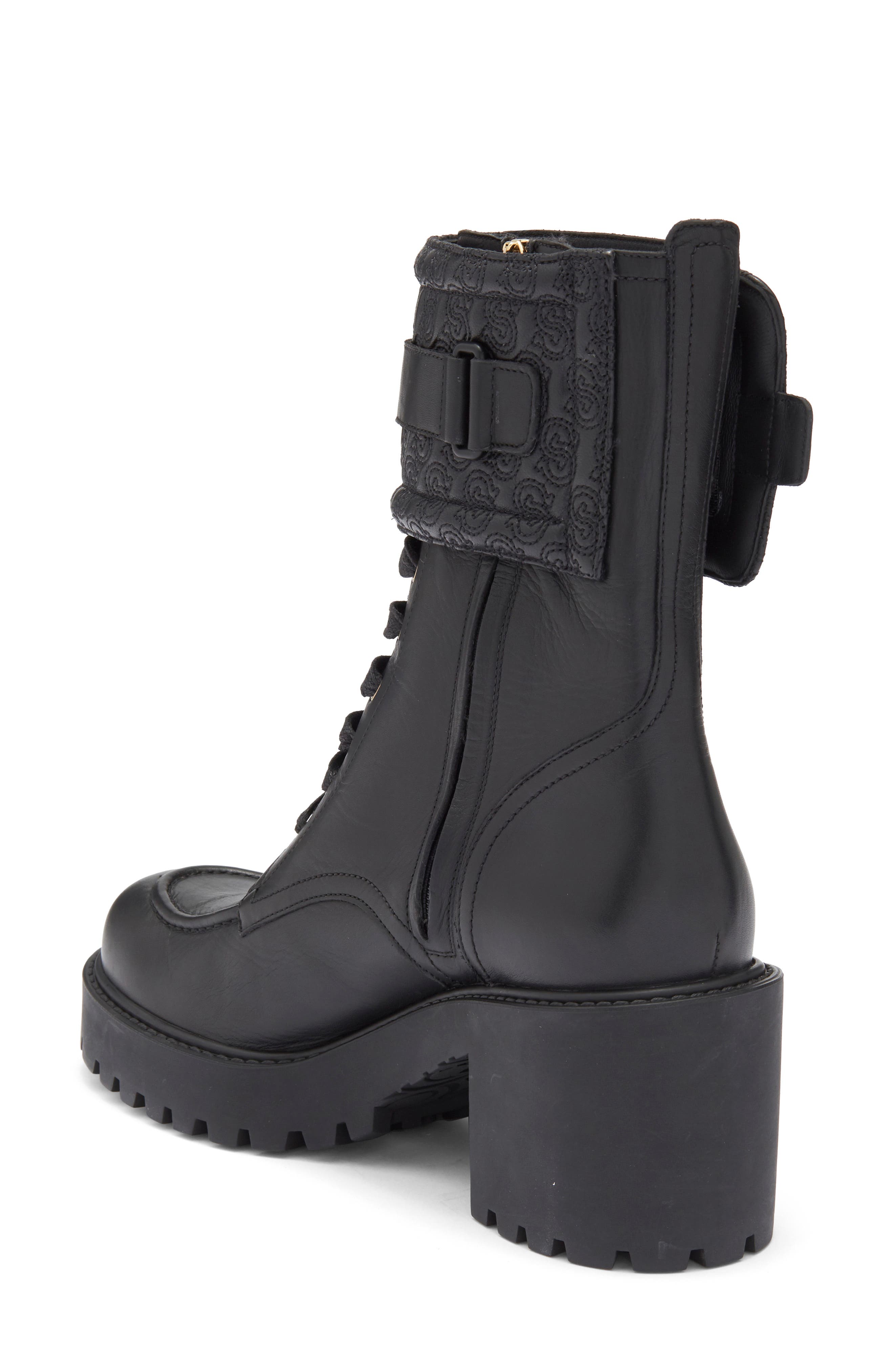 FERRAGAMO Shiraz Combat Boot, Alternate, color, Black